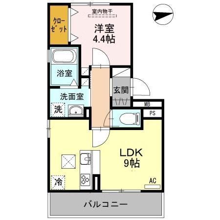 セジュール古橋III(1LDK/1階)の間取り写真