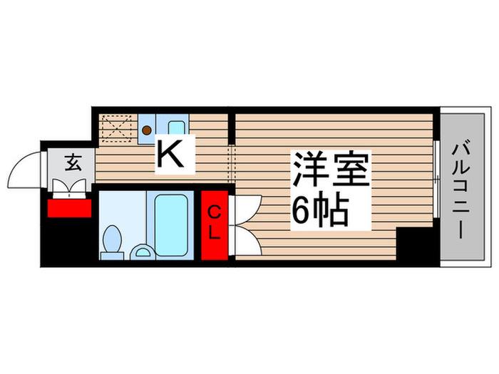 ポルタキアーラ(1K/5階)の間取り写真