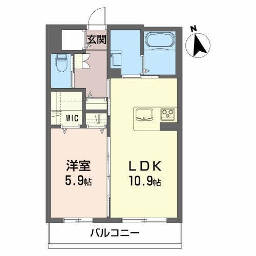 リラ中通(1LDK/2階)の間取り写真