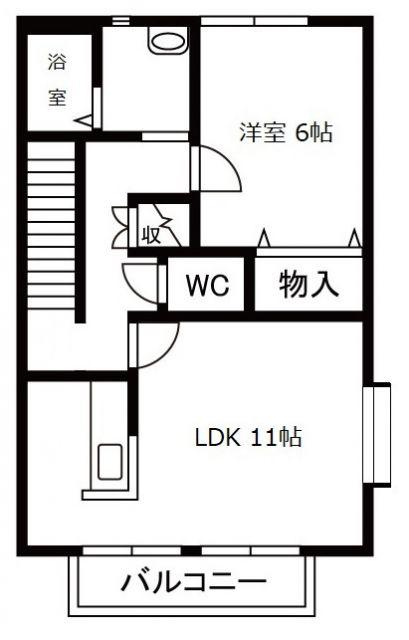 メリー・ベル A(1LDK/2階)の間取り写真
