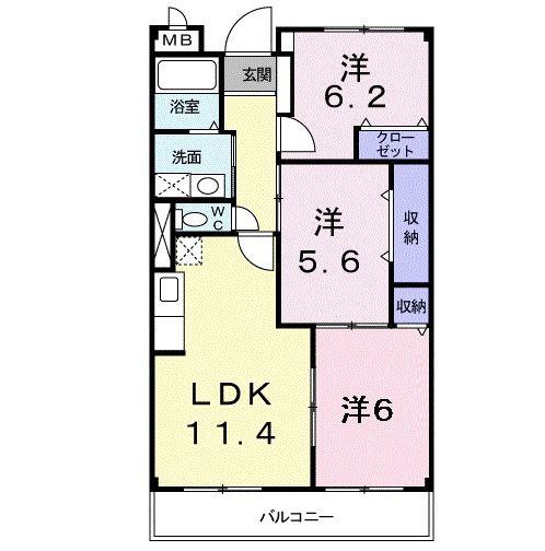 ヴィラ・グランデ(3LDK/2階)の間取り写真