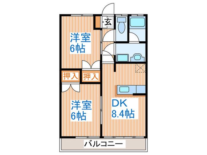 メゾンクリフE(2DK/2階)の間取り写真