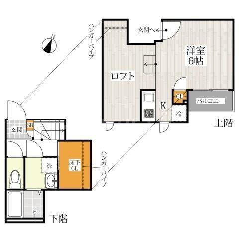 CB指扇プランドール(1K/2階)の間取り写真