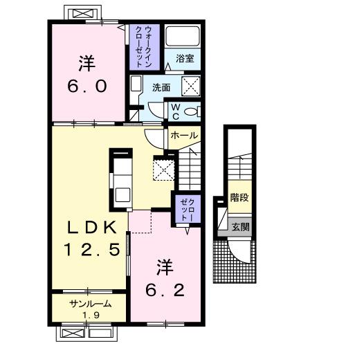 カレント ハウス(2LDK/2階)の間取り写真