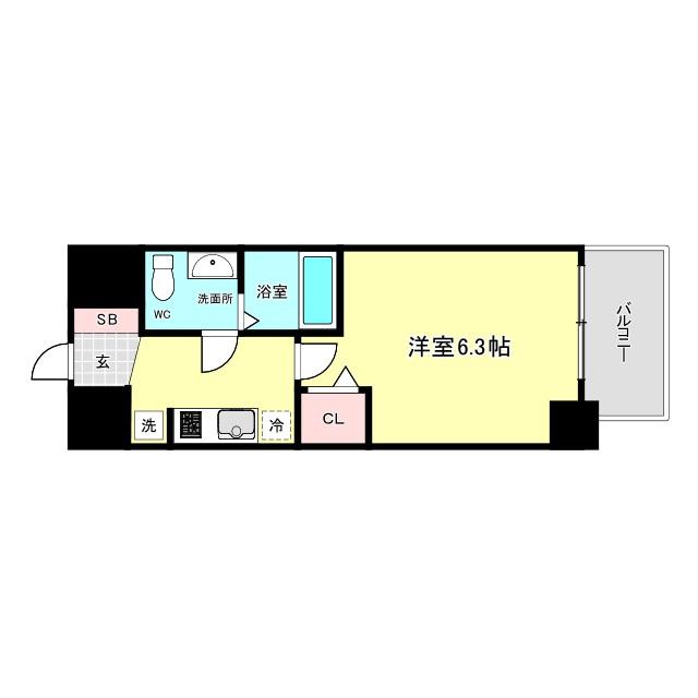 エグゼ大阪BAYCITY(1K/2階)の間取り写真