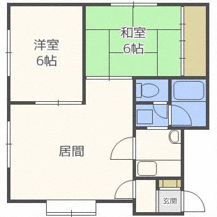 アパートメント23(2LDK/1階)の間取り写真