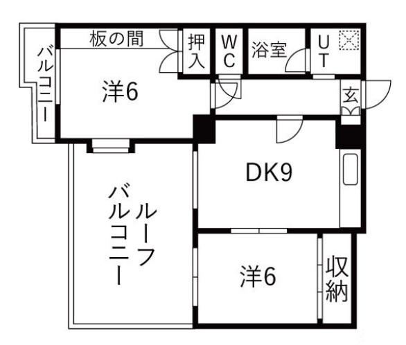 グレース太陽(2LDK/2階)の間取り写真