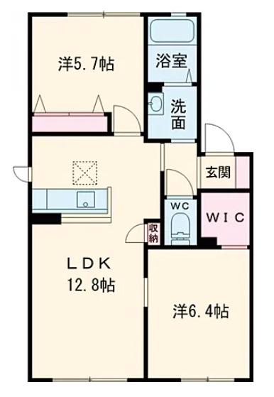 サンヒルズ田代(2LDK/2階)の間取り写真