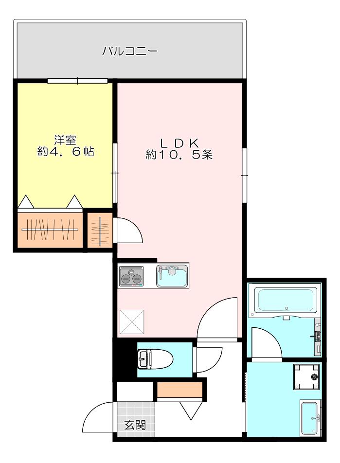 YS COURT II(1LDK/1階)の間取り写真