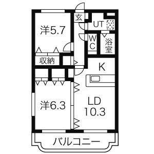 Y&Mシャトーラ・フルール(2LDK/1階)の間取り写真