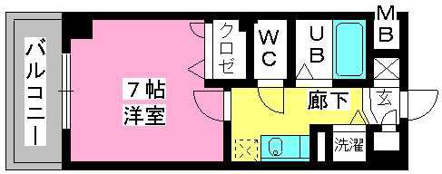 ヨーキハイム大濠(1K/3階)の間取り写真