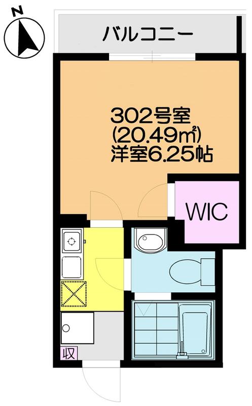 ラプソ一之江(1K/3階)の間取り写真