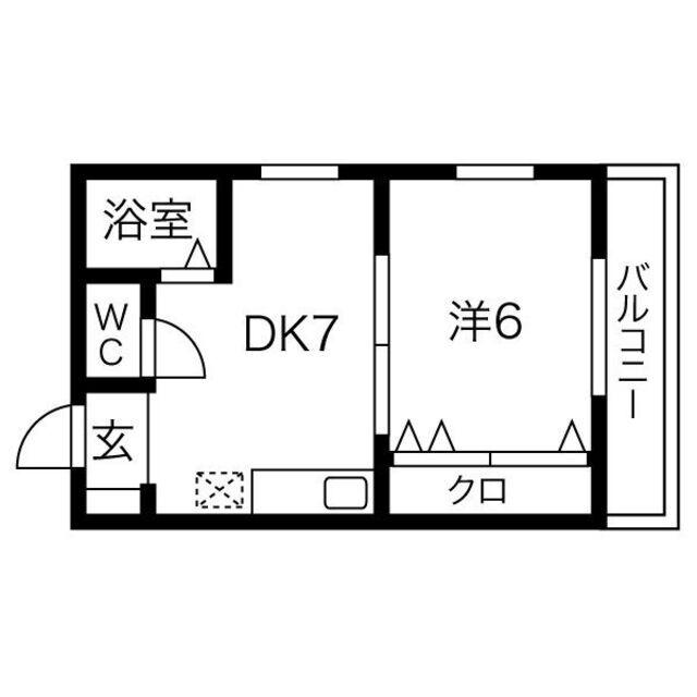 ラクラスコート山王(1DK/4階)の間取り写真