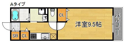 マンション フェリーチェ(1K/1階)の間取り写真