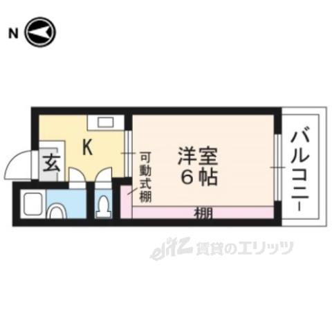 サイプレス宇治(1K/2階)の間取り写真