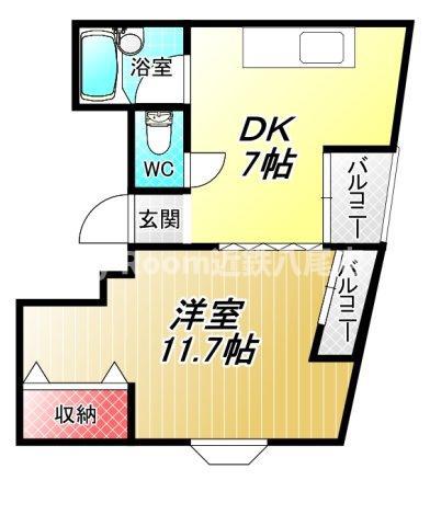 プラザハピネス坂本 B棟(1DK/3階)の間取り写真