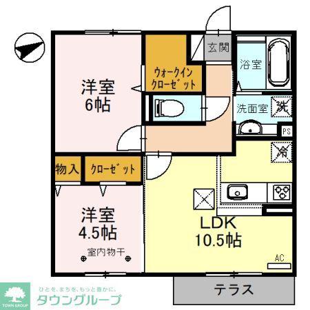 ビューテラス(2LDK/1階)の間取り写真