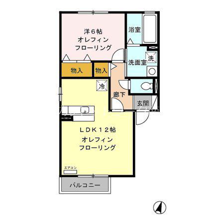 ウィルモアHARA(1LDK/2階)の間取り写真