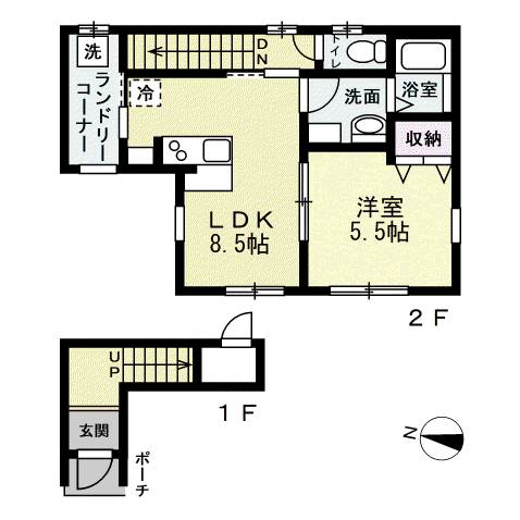 RE春日部姫宮(1LDK/2階)の間取り写真