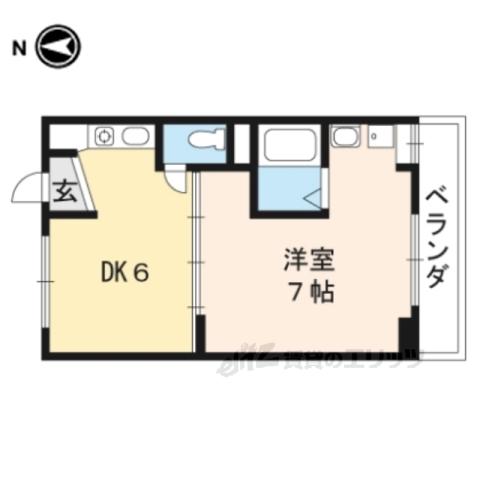ヴィラナリー石山寺Ⅱ(1DK/3階)の間取り写真