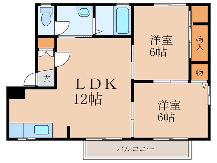フォレスティーナ(2LDK/2階)の間取り写真
