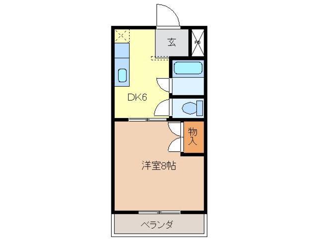 サンシャインA2(1DK/2階)の間取り写真