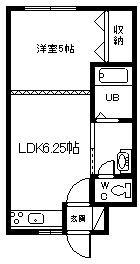 あっとほーむ2(1DK/2階)の間取り写真