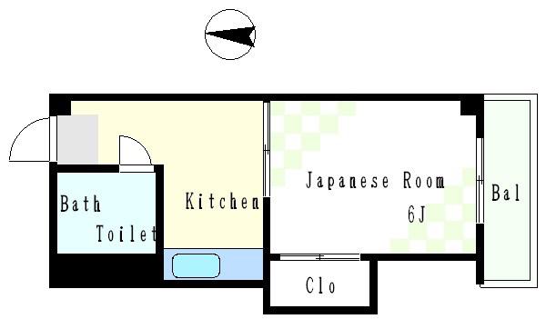 丸水マンション(1K/2階)の間取り写真