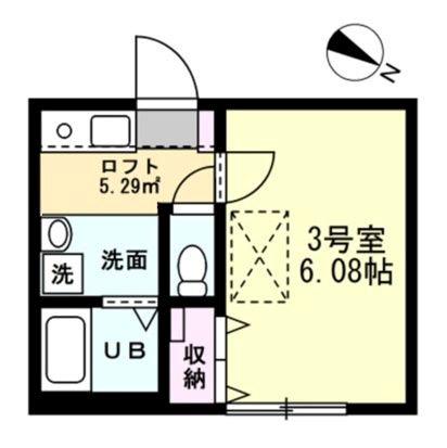 ベイルーム弘明寺I(1K/1階)の間取り写真