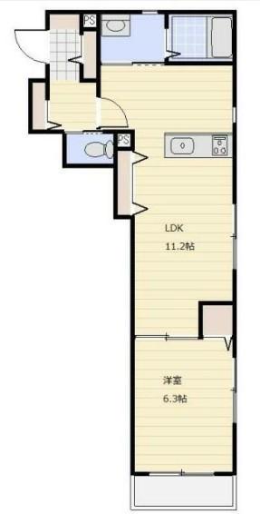 SイーストAR北町(1LDK/1階)の間取り写真