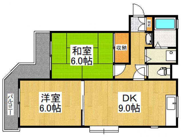 マンションカナイ(2DK/1階)の間取り写真