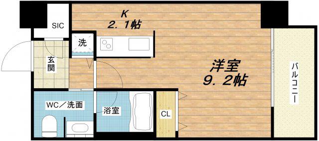 クロスレジデンス大阪新町(ワンルーム/3階)の間取り写真
