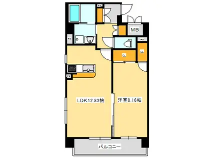 ファロス富沢(1LDK/3階)の間取り写真