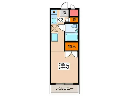 向ヶ丘ヒルズ(1K/2階)の間取り写真