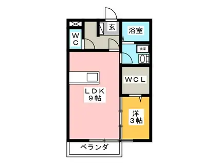 リビングタウンいせJ(1LDK/2階)の間取り写真