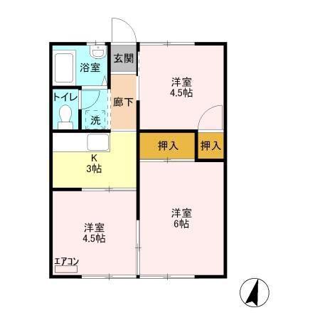 コーポ冨田I(3K/1階)の間取り写真