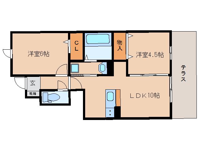 セントレジス八尾(2LDK/1階)の間取り写真