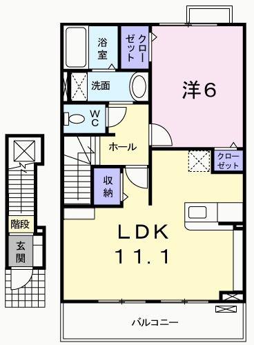フィオーレ白浜I(1LDK/2階)の間取り写真