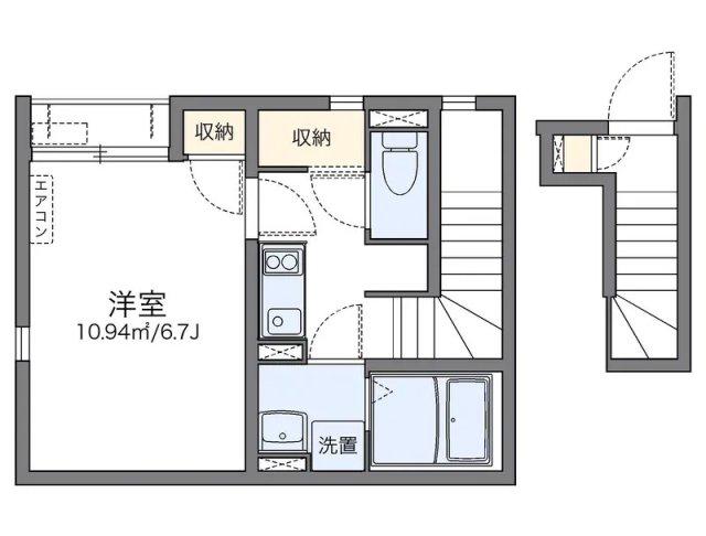 レオネクストプルミエール東雲(1K/2階)の間取り写真