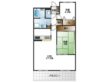 ウィステリア千里(2LDK/5階)の間取り写真