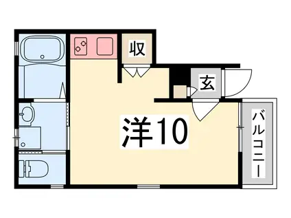 グラツィオーソ姫路市役所前(ワンルーム/1階)の間取り写真