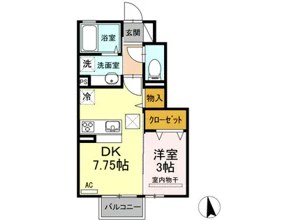 アルシオンC(1DK/1階)の間取り写真
