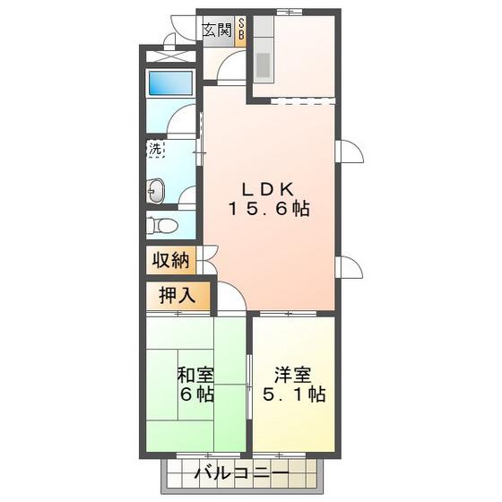 ソレイユ21 A棟(2LDK/2階)の間取り写真