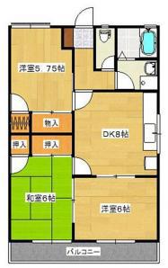 セジュールNAKAMURA(2LDK/2階)の間取り写真