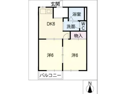 グランドール丸山公園(2DK/1階)の間取り写真