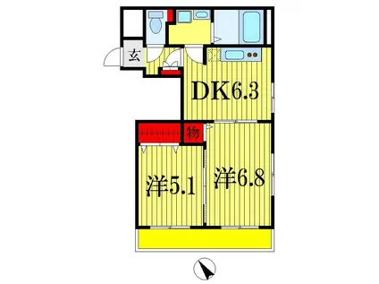 アートビルズ六番館(2DK/4階)の間取り写真