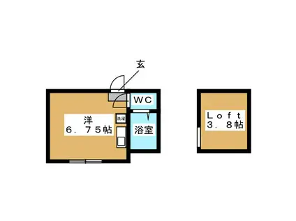 ユナイト追浜 アクロポリス(ワンルーム/2階)の間取り写真