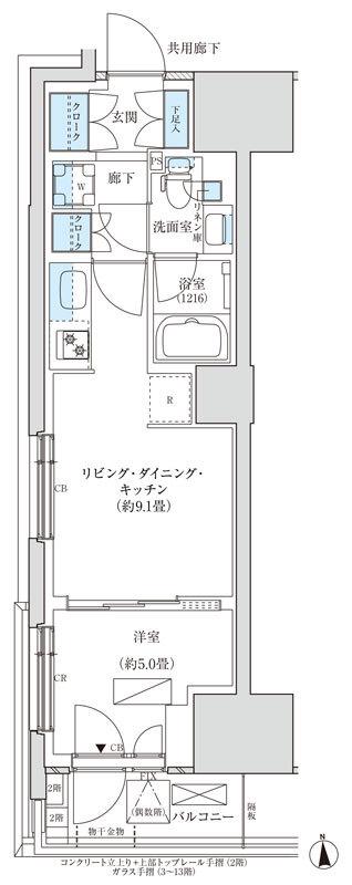 パークアクシス品川天王洲アイル(1LDK/8階)の間取り写真