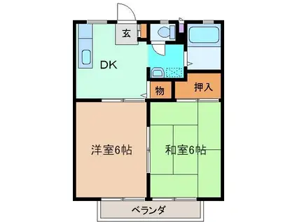 ブルートリップ(2DK/2階)の間取り写真