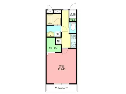 パレット39A棟(1K/1階)の間取り写真